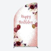 Lofaris Burgundy Floral Balloon Rose Birthday Half Moon Arch Backdrop